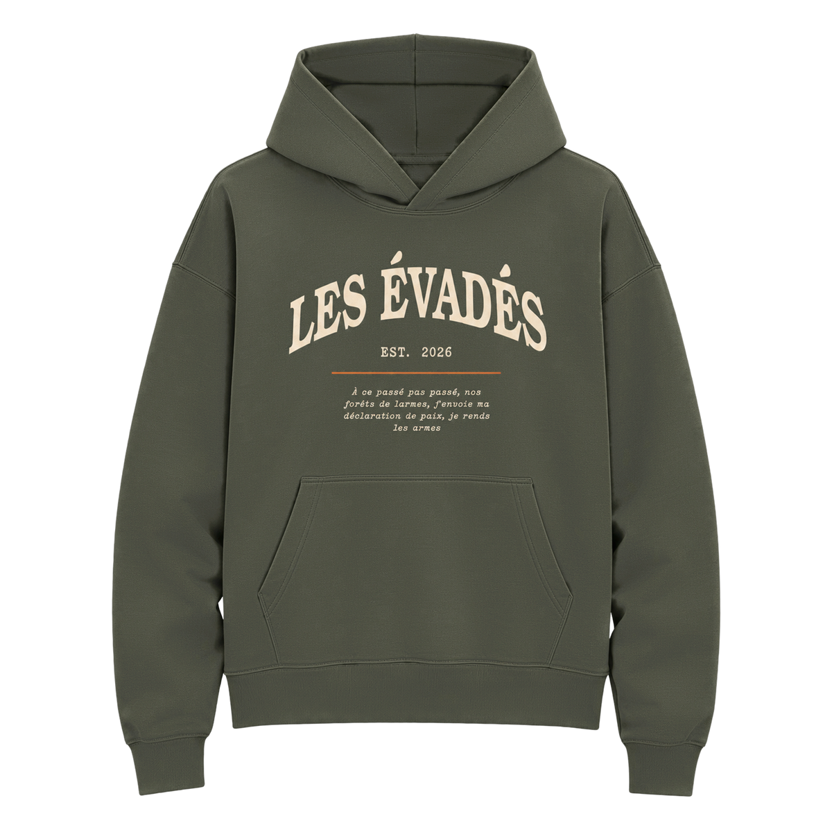 Hoodie Les évadés kaki, devant
