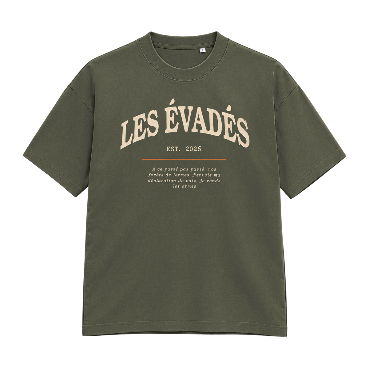 T-shirt Les évadés kaki, devant