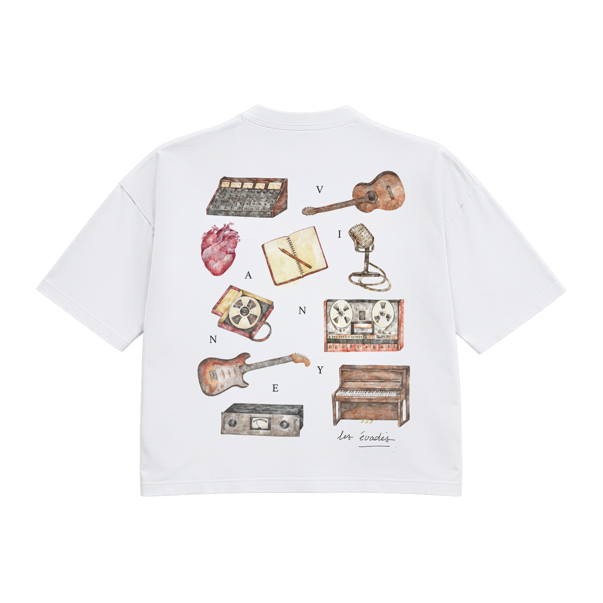 T-shirt Organic music please blanc, dos