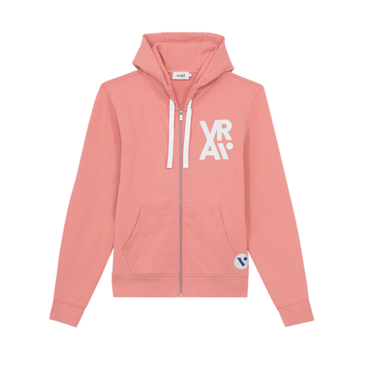 Sweat capuche ZIP corail